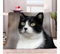 Generico Coperta Pile Animali Gatto Bianco E Nero 100x130 cm Coperta Letto Calore Morbida, Coperta Divano, Copriletto Multiuso, Plaid per Letto, Coperta Flanella, per Tutte le Stagioni