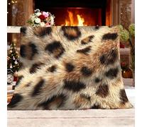 Generico Coperta Pile Divano Plaid, Marrone Coperta Autunno e inverno Calda | Coperte Plaid Pile di Flanella Antistatico3D Stampa Leopardata Blanket Leggera per Letto Singolo Matrimoniale XXL 180x220 cm