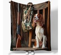 Generico Coperta Pile Fotografia Vecchio Fucile Cane Da Caccia 130 x 150 cm Coperta Flanella Singolo Morbida Caldo, Coperta Plaid Pile Sherpa, per Letto, Divano, Coperta Invernale