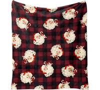 Generico Coperta Plaid di Flanella Babbo Natale, Microfibra Morbido Durevole e Caldo Copertina Tartan Rosso e Nero Peluche Matrimoniale Soffice Coperte Copriletti per Letto Divano 220×240cm AX120