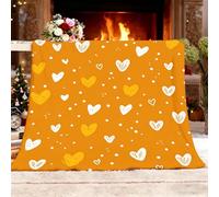 Generico Coperta Plaid di Flanella Sherpa Letto Matrimoniale Modello D'Amore Dei Cartoni Animati Copridivano in Microfibra, Colore Arancione Coperta Termica per Plaid Divano Copriletto XL 150x200 cm