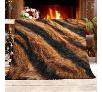 Generico Coperta Plaid di Flanella Sherpa Letto Matrimoniale Texture Della Pelle di Tigre 3d Copridivano in Microfibra, Marrone Coperta Termica per Plaid Divano Copriletto XXL 180x200 cm