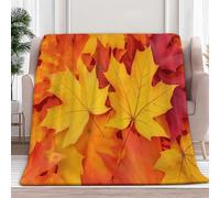 Generico Coperta Plaid Pile 150x200 cm, Coperta Divano Plaid Estivo Colore Arancione Copertina Pile Letto Singolo Matrimoniale Foglie D'Acero Autunnali, Caldo Morbida Microfibra Blanket