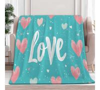 Generico Coperta Plaid Pile 180x200 cm, Coperta Divano Plaid Estivo Azzurro Cielo Copertina Pile Letto Singolo Matrimoniale Lettere D'Amore, Caldo Morbida Microfibra Blanket