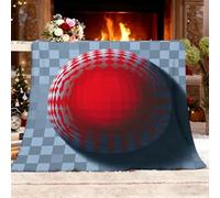 Generico Coperta Plaid Pile in Flanella - Coperta di Regalo L 100x130cm Arte Dell'Illusione Ottica Sferica 3d Morbida e Soffice Blu-Grigio Pile Calda Letto per Divano o Picnic Camera da letto