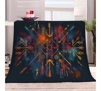 Generico Coperta Plaid Pile Sherpa 150x200 cm Freccia Runica Vichinga Coperta Calda e Confortevole Flanella, Copri Divano, Copriletto, Plaid Divano Fluffy, per Tutte le Stagioni