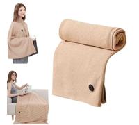Generico Coperta Riscaldata Portatile Indossabile,Usb Scialle Riscaldante Elettrico Con Cerniera,3 Temperature,Morbida Termocoperta Lavabile Per Casa,Ufficio,Auto,Campeggio (Beige)