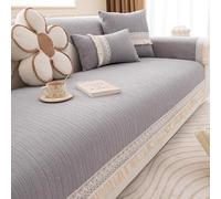 Generico Coperte Decorative di Lusso Copri Cuscino Divano in Morbida Ciniglia 1 2 3 4 Posti Copridivano per Gatto E Cani, Granuli Antiscivolo sul Fondo, Tutte Le Stagioni(110x260cm,Grey)