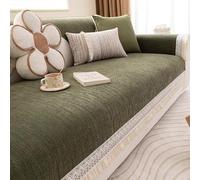 Generico Coperte Decorative di Lusso Copri Cuscino Divano in Morbida Ciniglia 1 2 3 4 Posti Copridivano per Gatto E Cani, Granuli Antiscivolo sul Fondo, Tutte Le Stagioni(90x260cm,Green)