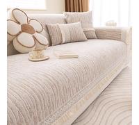 Generico Coperte Decorative di Lusso Copri Cuscino Divano in Morbida Ciniglia 1 2 3 4 Posti Copridivano per Gatto E Cani, Granuli Antiscivolo sul Fondo, Tutte Le Stagioni(90x300cm,Coffee)