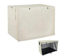 Generico Copertura per Gabbia per Cani Impermeabile, Antivento e Traspirante con Finestra - Tessuto Oxford 210D Oscurante e Portatile per Interni ed Esterni (Beige, 79(L) x50.8(W) x53(H) cm)