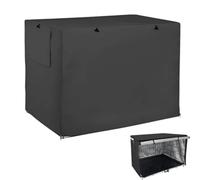 Generico Copertura per Gabbia per Cani Impermeabile, Antivento e Traspirante con Finestra - Tessuto Oxford 210D Oscurante e Portatile per Interni ed Esterni (Nero, 109(L) x74(W) x76(H) cm)