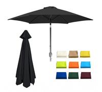 Generico Copertura per Ombrellone da Giardino 6/8 Stecche, Telo di Ricambio Rotondo per Ombrellone da Cortile, 200 230 250 270 300cm, AntiUV 30+, Impermeabile, Nessuno Sbiadimento(Black,2.5M/6Ribs)