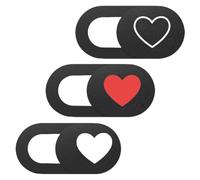 Generico Copertura per Webcam Portatile 3 Pezzi Motivo a Cuore in ABS Nero, Pratica e Sottile per Tablet e Computer Desktop, Protezione Privacy Una Vita Digitale Sicura