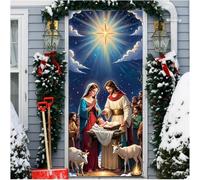 Generico Copertura Porta Natalizia con Corda, Decorazioni Natalizie per Porta, Banner di Sfondo di Natale Copri Porta per Porte, Pareti, Finestra (90x200cm) (A, 90 * 200cm)