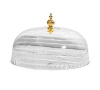 Generico Copertura Trasparente per Torta Rotonda 25 CM, Campana Antipolvere per Dolci e Dessert, Copertura a Cupola Leggera e Resistente per Buffet, Feste e Cucina Professionale (Manico Oro)