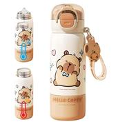 Generico Coppa di Capybara - da viaggio in acciaio inossidabile, coperchio di paglia, per bevute per il design degli animali, di design per animali isolati | per le attività all'