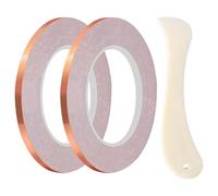 Generico Copper Foil Tape - 98 Ft Roll Bundle | Copper Foil Film - Highly Flexible Conductive Metal Adhesive Strip with Bonus Bone Folder Tool, ideal for masking stained glass art edges at home.