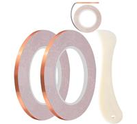 Generico Copper Foil Tape - Slug, Electrical Repair & Grounding, Conductive Adhesive Shielding Tape With Bone Folder Tool | Ideal For Stained Glass, Crafts & Slug