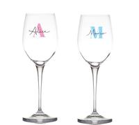 Generico Coppia Bicchieri Personalizzati con Iniziali Calici da Drink Spritz Vino Bianco Rosso Dedica Anniversario Amore Brindisi festa degli innamorati Romantici Idea Regalo Compleanno Natale