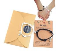 Generico Coppia Bracciali Cuore Magnetico,Bracciali a forma di cuore con perline luminose a forma di dinosauro - Bracciale Love con cordino regolabile, bracciale Best Friend