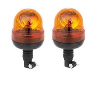 Generico Coppia Luce Rotazionale 12V 24V Lampeggiante Trattore Alogeno Girofaro Con Base Ad Asta In Gomma Flessibile Lampadine Incluse