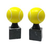 Generico Coppia Trofei Padel Tennis con Pallina in ABS e Base in Marmo (Altezza 15cm)