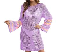 Generico Copri Costume Mare Donna- Copricostume Spiaggia con Bordo Europeo E Abbigliamento con Cuciture A Contrasto di Colore Bikini Abito Esterno