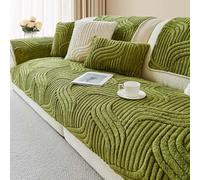 Generico Copri Divano Antiscivolo Lavabile, Copridivano Cotone, Telo Copridivano, Peluche Ispessito Antiscivolo Per Quattro Stagioni(Green,36"x63")