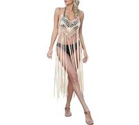 Generico Copricostume da Spiaggia per Donne, Gonna da Spiaggia con Bordo Europeo E alla Moda con Paillettes Cuciture A Mano con Gancio Gonna Lunga con Nappe E Copricostume per Bikini