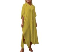 Generico Copricostume Donna Mare Kimono Rete Prendisole Caftano Elegante Bikini Cover Up Scollo a V Vestito Estivo Pareo Lungo Leggero Cotone Copricostum Curvy Trasparente Taglie Forti Spiaggia