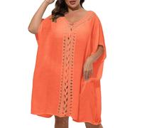 Generico Copricostume Donna Mare Leggero Costume da Bagno Tinta Unita Bikini Cover Up Pareo Stile Caftano con Scollo a V Abito Spiaggia Sciolto= per Le Vacanze Nuoto