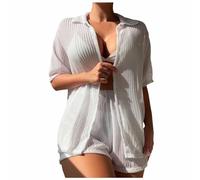 Generico Copricostume Donna, Set Copricostume da Donna in 2 Pezzi con Maniche Corte Kimono Aperto sul Davanti E Pantaloncini