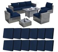 Generico Copricuscini da Divano Esterno Universali,Elasticizzato Copriseduta Divano Easticizzato Fodera per Cuscino,Morbido Antiscivolo,per Soggiorno Giardino e Mobili in Ratta(Navy blue,12Pieces)