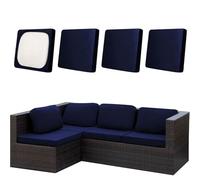 Generico Copricuscino Divano Elasticizzato Esterno,Ricambio Fodera per Cuscino Divano da Terrazzo Giardino,Copriseduta Divano per Sedie da Mobili in Ratta,Smontabile(Navy blue,4 pezzi)