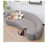 Generico Copridivano Curvo Semicircolare Elasticizzato, Copridivano Curvo, Copridivano Moderno Antiscivolo, AntiGraffio for Gatti, for La Famiglia dei Cani(Grigio,4 Seat (91-118in))