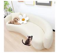 Generico Copridivano Curvo Semicircolare Elasticizzato, Copridivano Curvo, Copridivano Moderno Antiscivolo, AntiGraffio for Gatti, for La Famiglia dei Cani(Cream,4 Seat (118-142in))