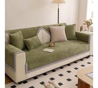 Generico Copridivano di Lusso Coperte Decorative in Morbida Ciniglia 1 2 3 4 Posti Copri Cuscino Divano per Gatto E Cani, Granuli Antiscivolo sul Fondo, Tutte Le Stagioni(110x210cm,Green)