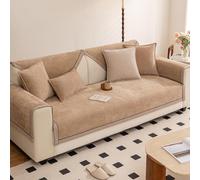 Generico Copridivano di Lusso Coperte Decorative in Morbida Ciniglia 1 2 3 4 Posti Copri Cuscino Divano per Gatto E Cani, Granuli Antiscivolo sul Fondo, Tutte Le Stagioni(90x240cm,Brown)