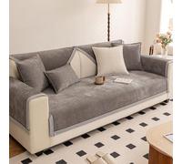 Generico Copridivano di Lusso Coperte Decorative in Morbida Ciniglia 1 2 3 4 Posti Copri Cuscino Divano per Gatto E Cani, Granuli Antiscivolo sul Fondo, Tutte Le Stagioni(90x280cm,Grey)
