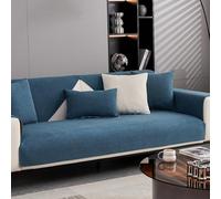 Generico Copridivano di Lusso Leggero Copri Schienale Coperta Cuscino Sedile in Morbida Ciniglia 1 2 3 4 Posti Copertura Divano con Fondo Antiscivolo per Tutte Le Stagioni(70x180cm,Blue)