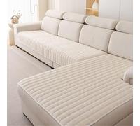 Generico Copridivano Elasticizzato Forma di L per L'Estate,Morbida Flanella Resistente Ai Graffi dei Gatti,Telo Antiscivolo per Divani Angolari Lavabile,per Soggiorno,Beige,110 * 180cm