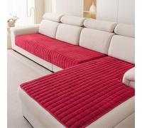 Generico Copridivano Elasticizzato Forma di L per L'Estate,Morbida Flanella Resistente Ai Graffi dei Gatti,Telo Antiscivolo per Divani Angolari Lavabile,per Soggiorno,Rosso,90 * 180cm