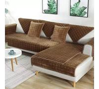Generico Copridivano Elasticizzato Forma di L per L'Estate,Morbida Flanella Resistente Ai Graffi dei Gatti,Telo Antiscivolo per Divani Angolari Lavabile,per Soggiorno,Dark Brown,90 * 180cm