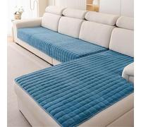 Generico Copridivano Elasticizzato Forma di L per L'Estate,Morbida Flanella Resistente Ai Graffi dei Gatti,Telo Antiscivolo per Divani Angolari Lavabile,per Soggiorno,Blu,70 * 180cm