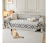 Generico Copridivano in Ciniglia for 3 Posti, Fodera Morbida Antiscivolo con Nappa, Stagioni for Cani, Futon Decorativo e a Forma di L(Ab Sided Light Gray,180 x 340 cm)