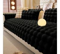 Generico Copridivano in pelliccia sintetica di coniglio Copertura Divano Con Penisola copridivano modulare 1 2 3 4 posti Copridivano Angolare Universale Black 1pc/70x150cm/27.5x59in