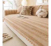 Generico Copridivano in Peluche Antiscivolo, Copridivano Con Federa Lavabili(Brown,27.55x27.55in)