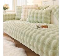 Generico Copridivano Morbido E Soffice, Tutto Compreso,Copridivano Morbido per 1/2/3/4 Posti,Coperta per Divano a L,Caldo Copridivano Invernale, Lavabile,Reversibile,Universale,Matcha Green,180x360cm