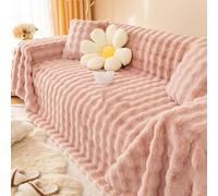 Generico Copridivano Morbido E Soffice, Tutto Compreso,Copridivano Morbido per 1/2/3/4 Posti,Coperta per Divano a L,Caldo Copridivano Invernale, Lavabile,Reversibile,Universale,Rosa,180x300cm
